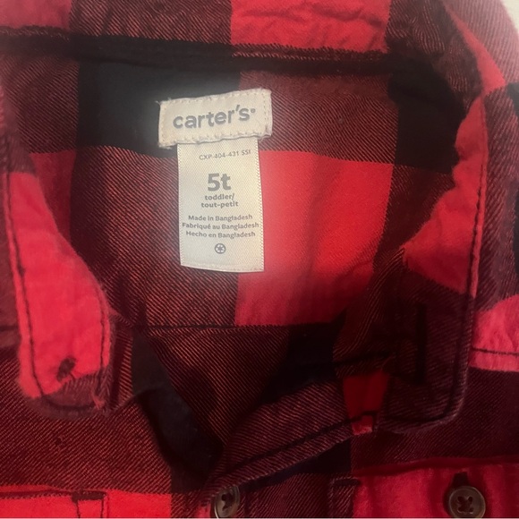 Carter’s 5T Flannel Red Black - Picture 2 of 6
